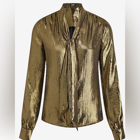 NWT Express Gold Metallic Blouse - Picture 2 of 7